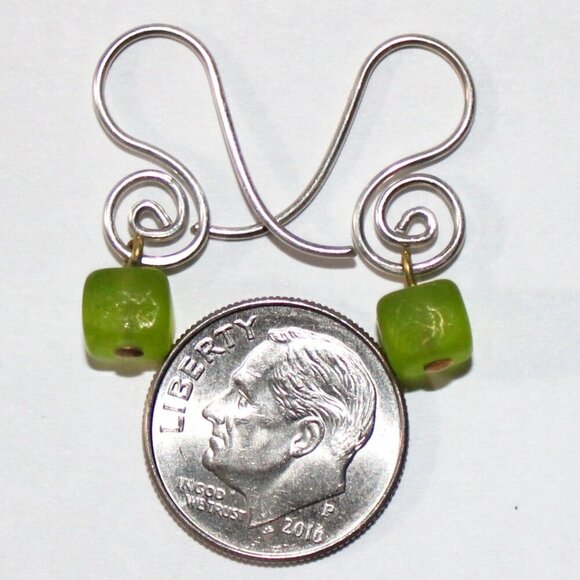 Sterling Silver Frosted Glass Bead Spiral Earrings - Picture 2 of 3